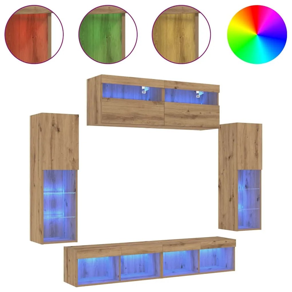 vidaXL Σετ τοίχου για τηλεόραση 6 pcs artisan δρυς 30.5 x 30 x 102 εκ