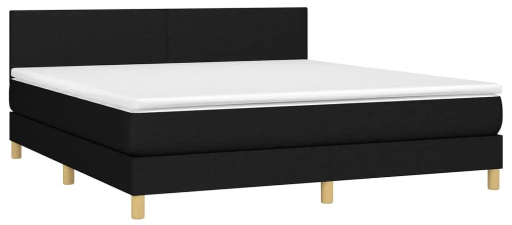 ΚΡΕΒΑΤΙ BOXSPRING ΜΕ ΣΤΡΩΜΑ &amp; LED ΜΑΥΡΟ 160X200 ΕΚ. ΥΦΑΣΜΑΤΙΝΟ 3133567