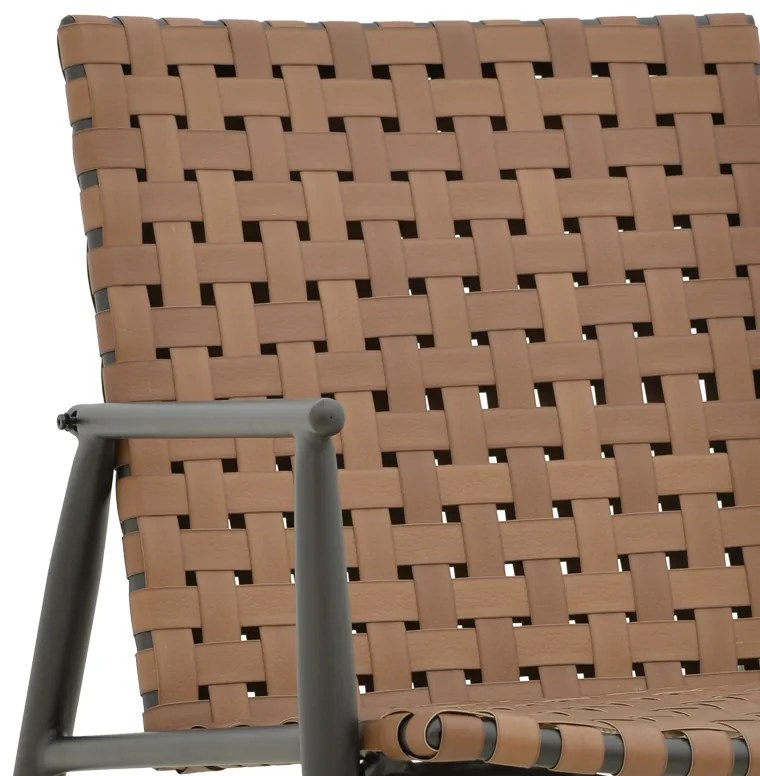Πολυθρόνα Eamon  pakoworld αλουμίνιο μαύρο textilene καφέ 73.5x62x77εκ