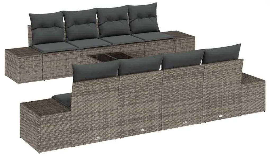 vidaXL Σετ Καναπέ Κήπου με μαξιλάρι 8 pcs Γκρι συνθετικό ρατάν