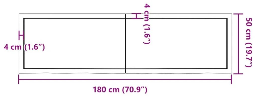 Ράφι Τοίχου Σκούρο Καφέ 180x50x(2-6) εκ. Επεξ. Μασίφ Ξύλο Δρυός - Καφέ