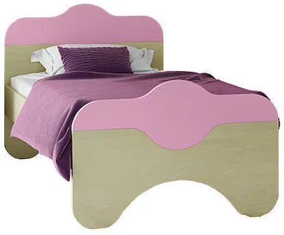 SarrisBros  Κρεβάτι Παιδικό Μονό Παζ για στρώμα 90x190cm Δρυς-Ροζ BEST-104037