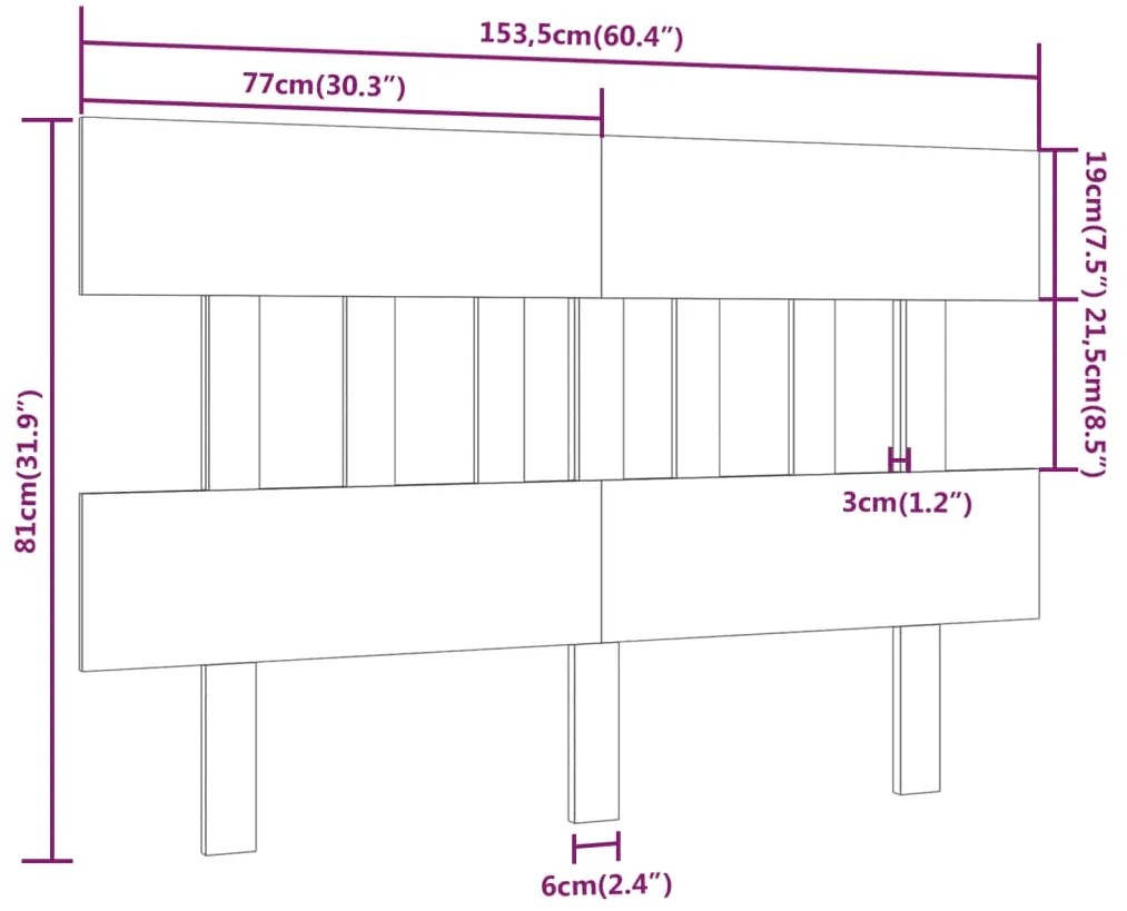 vidaXL Κεφαλάρι Κρεβατιού Λευκό 153,5x3x81 εκ. Μασίφ Ξύλο Πεύκου