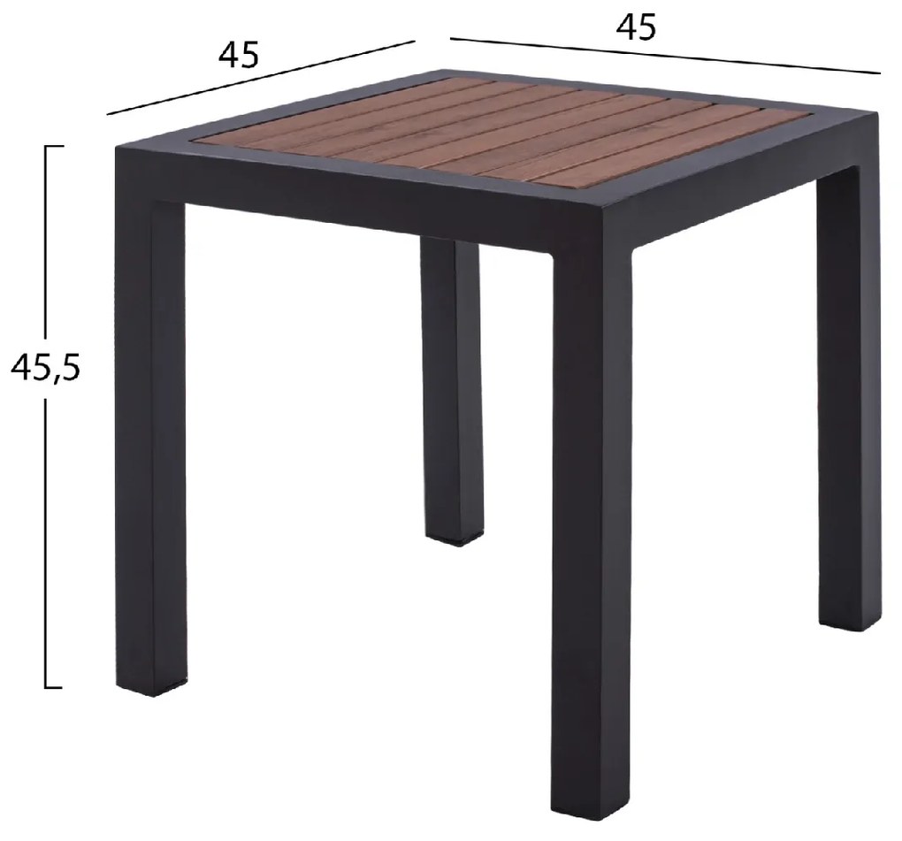 ΤΡΑΠΕΖΙ ΑΛΟΥΜΙΝΙΟΥ SABRA HM5403.02 ΓΚΡΙ ΜΕ POLYWOOD 45Χ45X45,5 εκ.