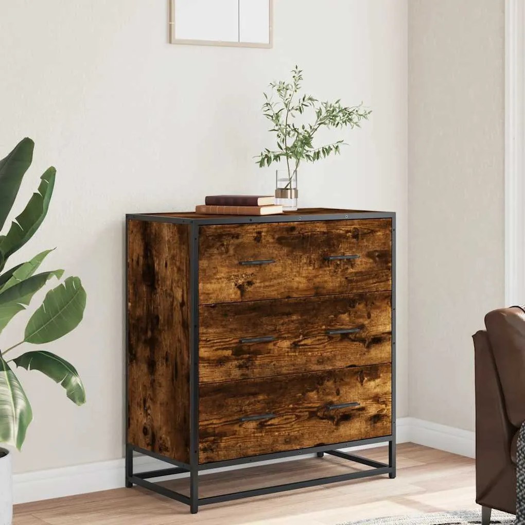 vidaXL Sideboard Καπνιστή βελανιδιά Κατασκευασμένο ξύλο και μέταλλο