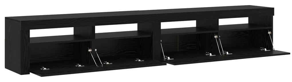 vidaXL Κάθισμα TV 2 τεμάχια με Φώτα LED Μαύρο Επεξεργασμένο Ξύλο