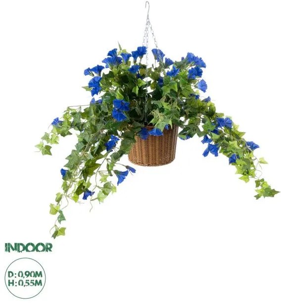 Artificial Garden MORNING GLORY HANGING PLANT 20636 Τεχνητό Κρεμαστό Διακοσμητικό Φυτό Ορτανσίας Y55cm Globostar 20636