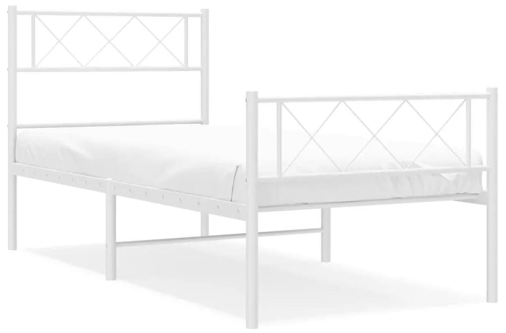 Πλαίσιο Κρεβατιού με Κεφαλάρι/Ποδαρικό Λευκό 75x190 εκ. Μέταλλο - Λευκό