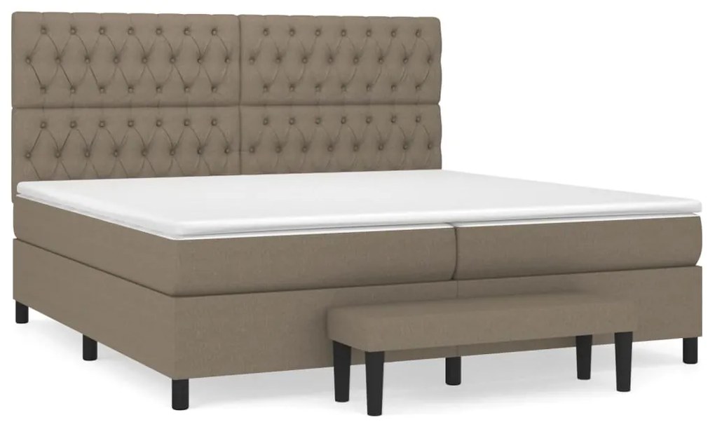 vidaXL Κρεβάτι Boxspring με Στρώμα Taupe 200x200 εκ. Υφασμάτινο