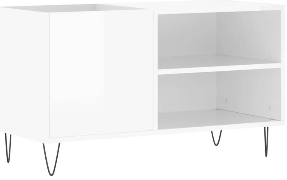 vidaXL Δισκοθήκη Γυαλ. Λευκή 85 x 38 x 48 εκ. από Επεξεργασμένο Ξύλο