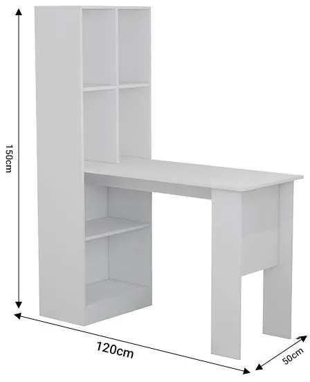 Γραφείο εργασίας με βιβλιοθήκη Acumen μελαμίνης λευκό 120x50x150εκ 120x50x150 εκ.
