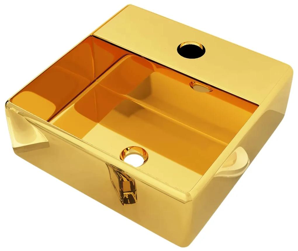 vidaXL Νιπτήρας με Οπή Βρύσης Χρυσός 38 x 30 x 11,5 εκ. Κεραμικός