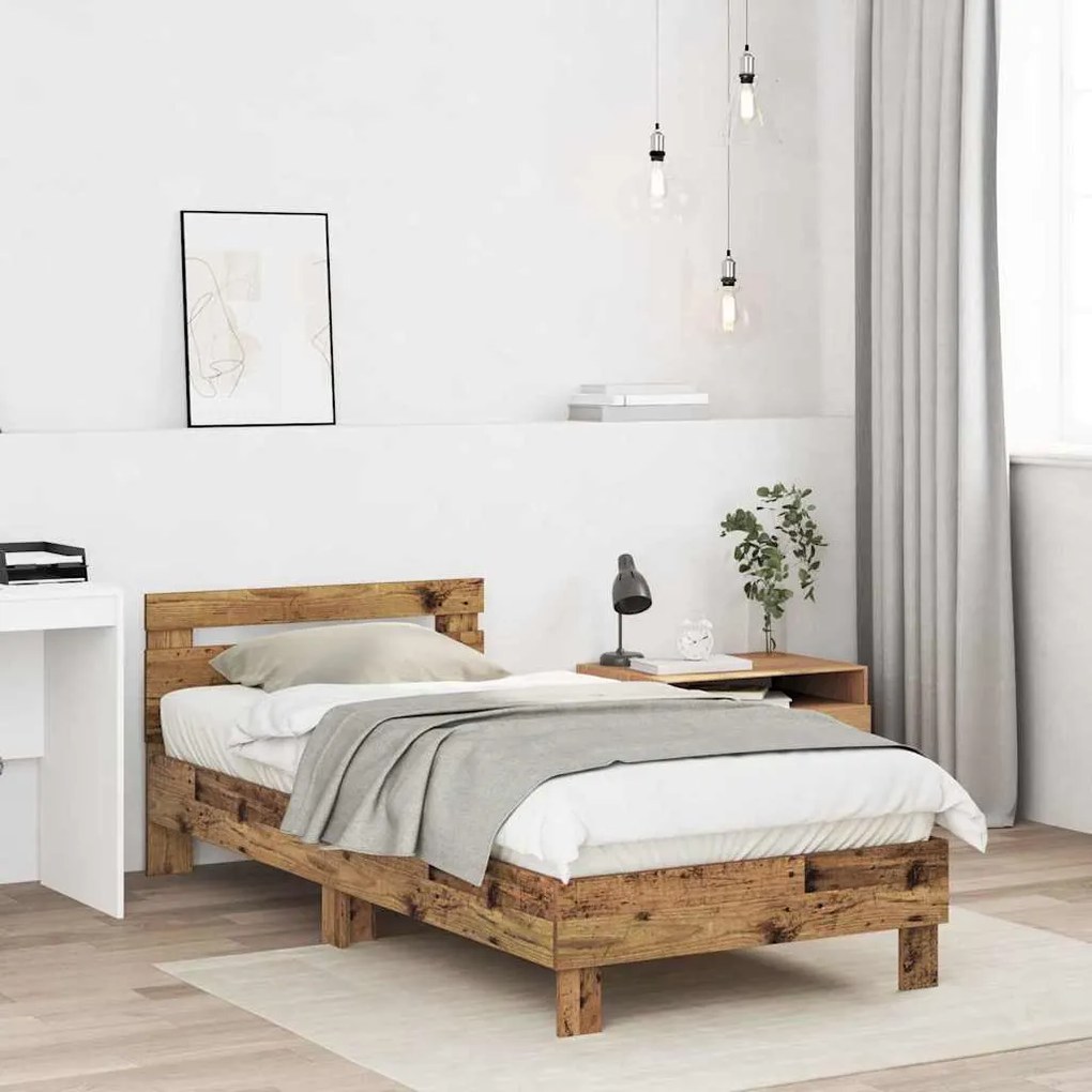 vidaXL Πλαίσιο Κρεβατιού Παλιό Ξύλο 90 x 200 cm Επεξεργασμένο ξύλο