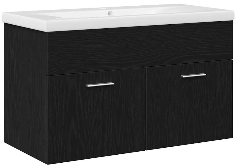 vidaXL Ντουλάπι Μπάνιου Επιτοίχιο Μαύρη Οξυά 80 x 38,5 x 46 cm