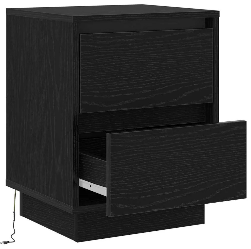 vidaXL Κομοδίνο με συρτάρι Μαύρο 39 x 34.5 x 50 εκ. Επεξεργασμένο ξύλο