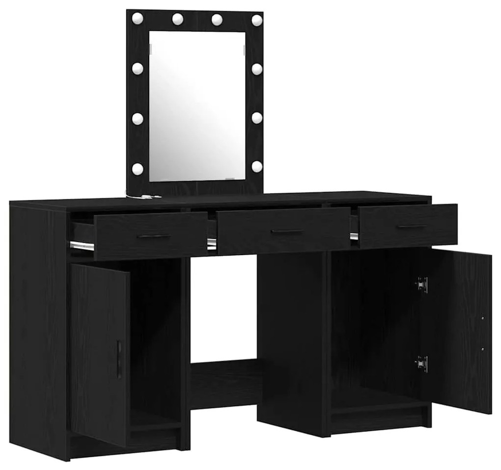 vidaXL Τραπέζι περιποίησης Μαύρο 50 x 41 x 135 εκ Επεξεργασμένο ξύλο