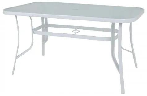 RIO Τραπέζι Μεταλλικό Άσπρο/Pear Clear γυαλί 140x80x71 cm Ε2502,2