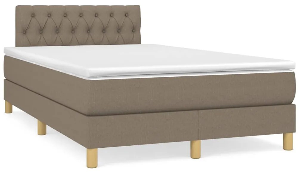 vidaXL Κρεβάτι Boxspring με Στρώμα Taupe 120x190 εκ. Υφασμάτινο