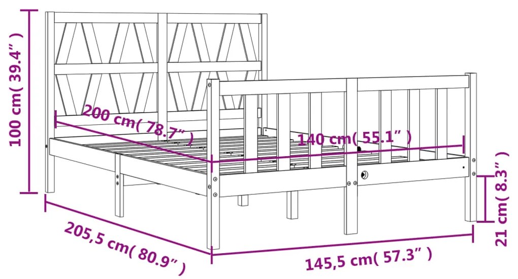 ΠΛΑΙΣΙΟ ΚΡΕΒΑΤΙΟΥ ΜΕ ΚΕΦΑΛΑΡΙ ΛΕΥΚΟ 140X200 ΕΚ. ΜΑΣΙΦ ΞΥΛΟ 3192492