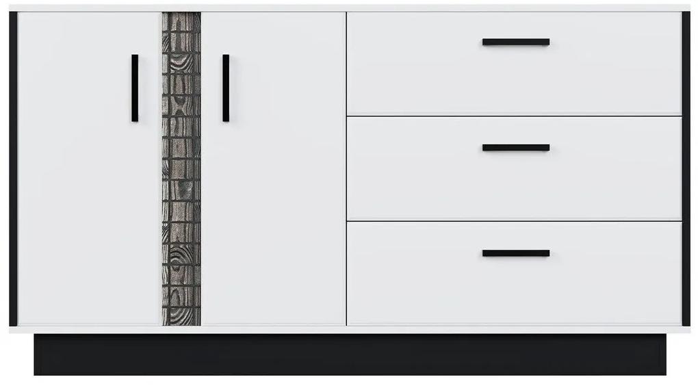 Σιφονιέρα Orlando U101, Μαύρο, Άσπρο, Γυαλιστερό λευκό, Με συρτάρια και ντουλάπια, Αριθμός συρταριών: 3, 84x153x40cm | Epipla1.gr