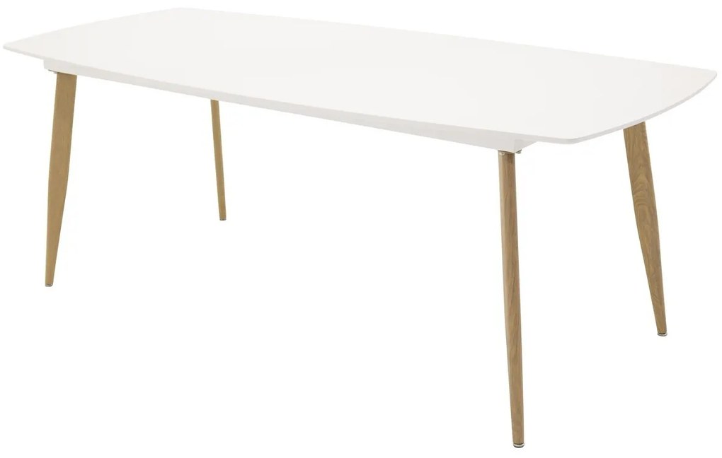 Τραπέζι Dallas 131, Δρυς, Άσπρο, 75x100x240cm, Ινοσανίδες μέσης πυκνότητας, Μέταλλο | Epipla1.gr