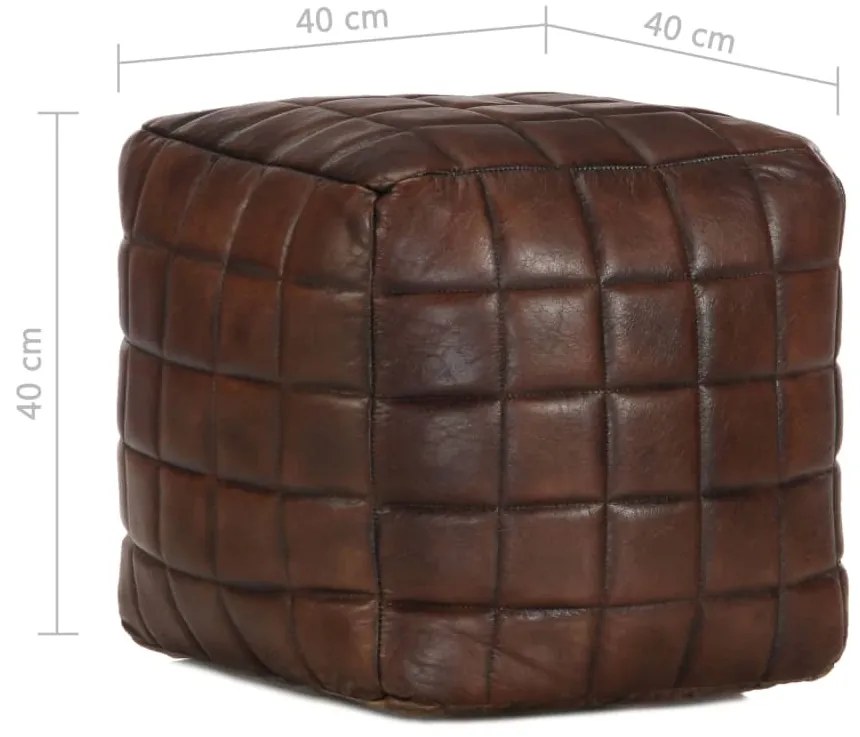 vidaXL Πουφ Σκούρο Καφέ 40 x 40 x 40 εκ. από Γνήσιο Δέρμα Κατσίκας