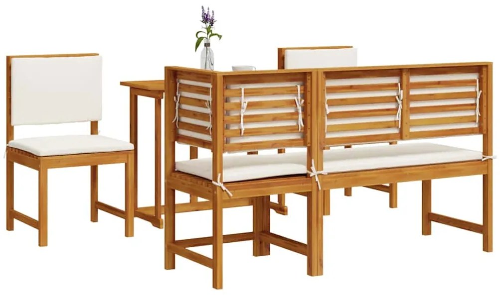 vidaXL Σετ Μπιστρό Κήπου 4 pcs Καφέ Μασίφ ξύλο ακακίας