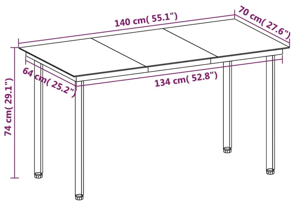 vidaXL Σετ Τραπεζαρίας Κήπου 7 τεμ. Συνθ. Ρατάν / Γυαλί με Μαξιλάρια