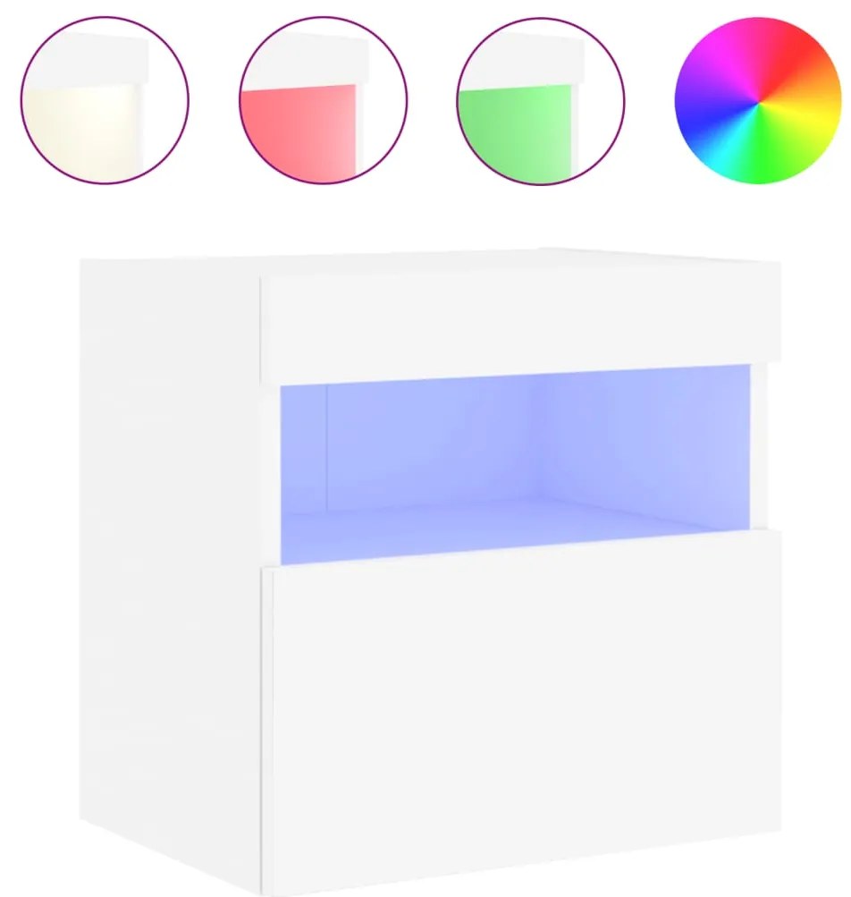 vidaXL Έπιπλο Τοίχου Τηλεόρασης με LED Λευκό 40x30x40 εκ.