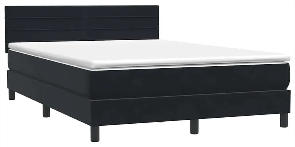 Κρεβάτι Boxspring με Στρώμα Μαύρο 160x210 εκ. Βελούδινο - Μαύρο