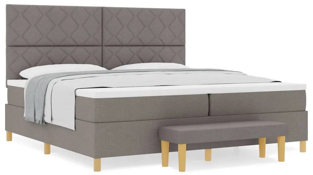 vidaXL Κρεβάτι με ελατήρια με στρώμα Taupe 200 x 200 cm ύφασμα