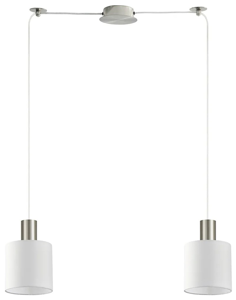 Φωτιστικό Οροφής SE21-NM-4-NM2-SH1 ADEPT TUBE Nickel Matt Pendant White Fabric Shade+ - 51W - 100W - 77-8417