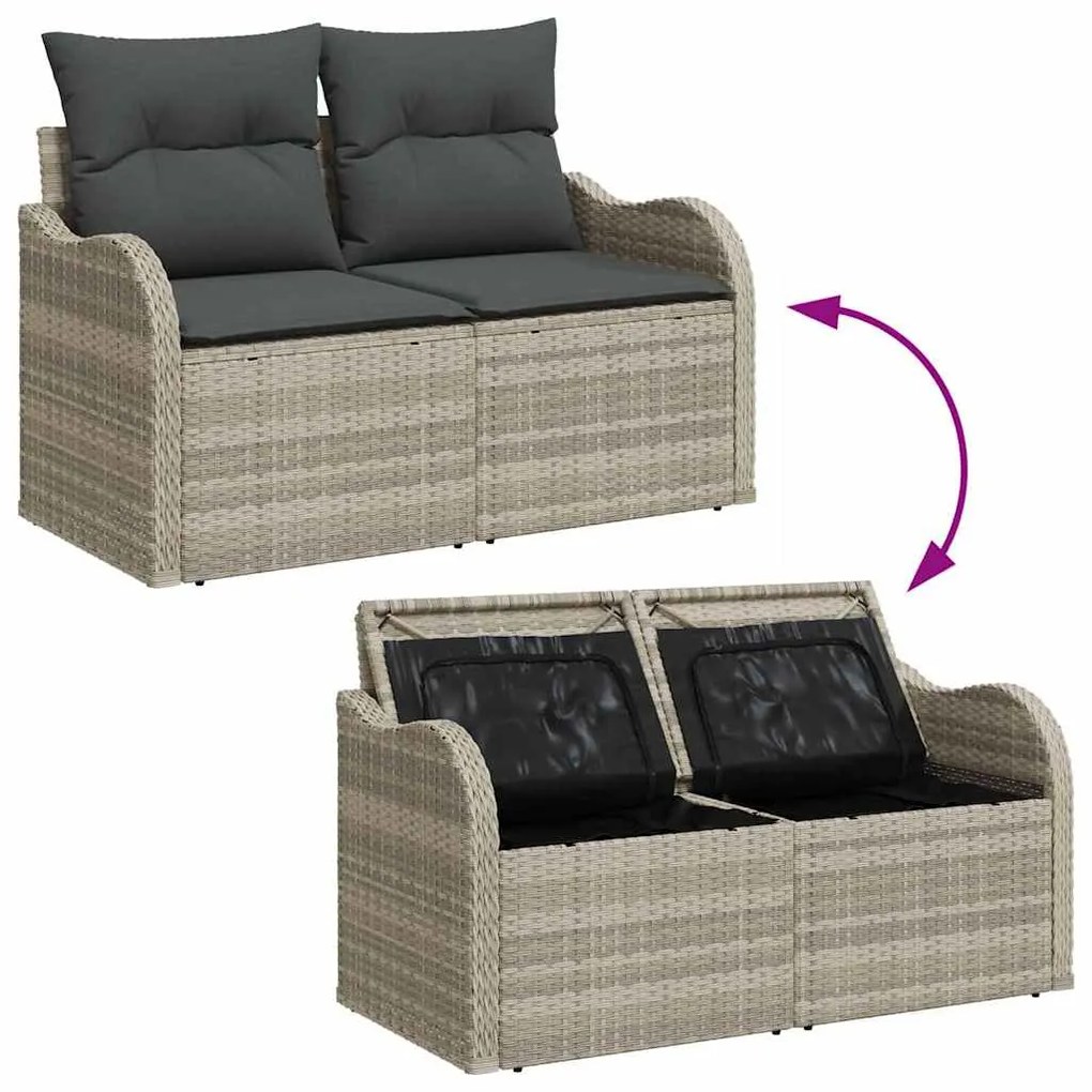 vidaXL Σετ Καναπέ Κήπου με μαξιλάρι 10 pcs Ανοιχτό γκρι Πολυ ράταν
