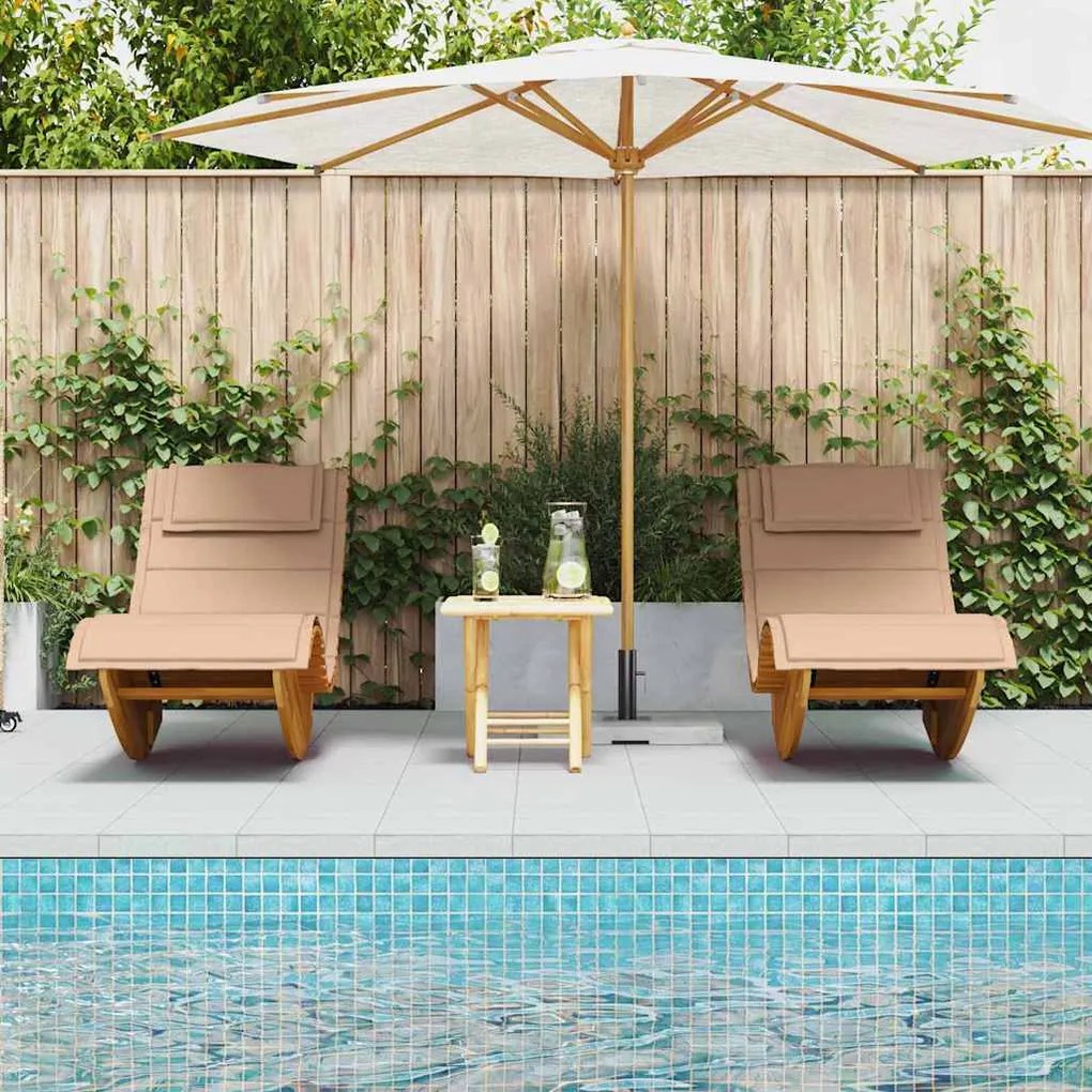 vidaXL Ξαπλώστρα 2 pcs Καφέ 60 x 154 x 74εκ Μασίφ ξύλο ακακίας