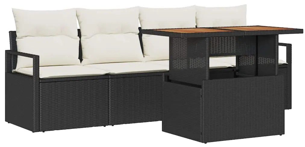 vidaXL Σετ Καναπέ Κήπου 5 pcs Μαύρο και κρεμ 100 x 55 x 73 εκ