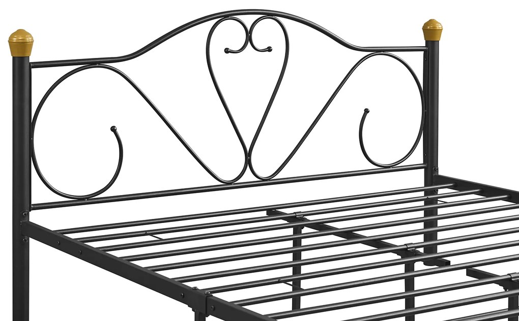 Κρεβάτι Υπέρδιπλο ArteLibre MOONRISE Μαύρο Μέταλλο Για Στρώμα 160x200cm