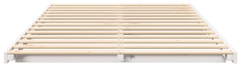 vidaXL Κρεβάτι δαπέδου Λευκό 140 x 190 cm Μασίφ ξύλο πεύκου