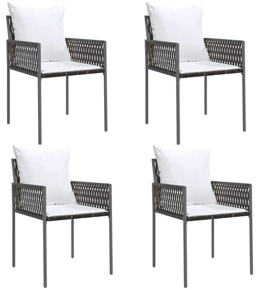 Καρέκλες Κήπου με Μαξιλάρια 4 τεμ. Καφέ 54x61x83 εκ Συνθ. Ρατάν - Καφέ