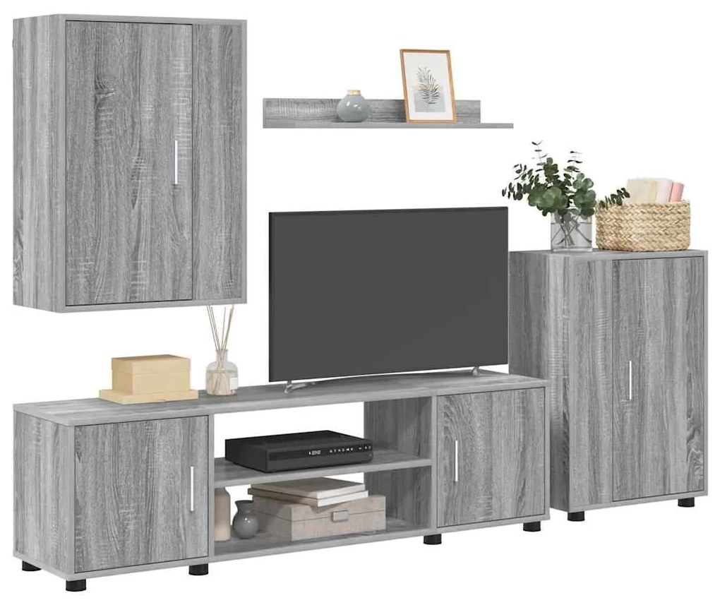 vidaXL Σετ 4 τεμαχίων για ντουλάπα τηλεόρασης 4 pcs Γκρι sonoma