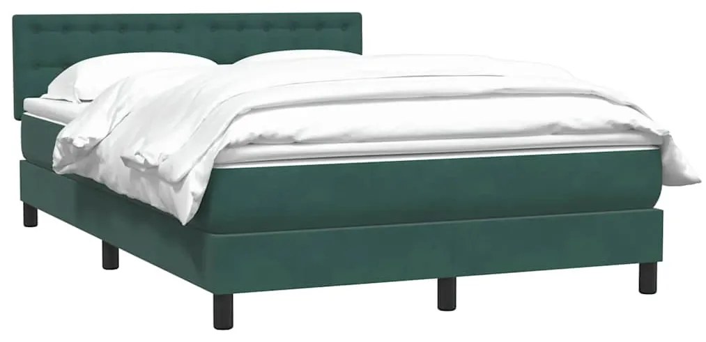 vidaXL Κρεβάτι Boxspring με Στρώμα Σκούρο Πράσινο 160x210εκ. Βελούδινο