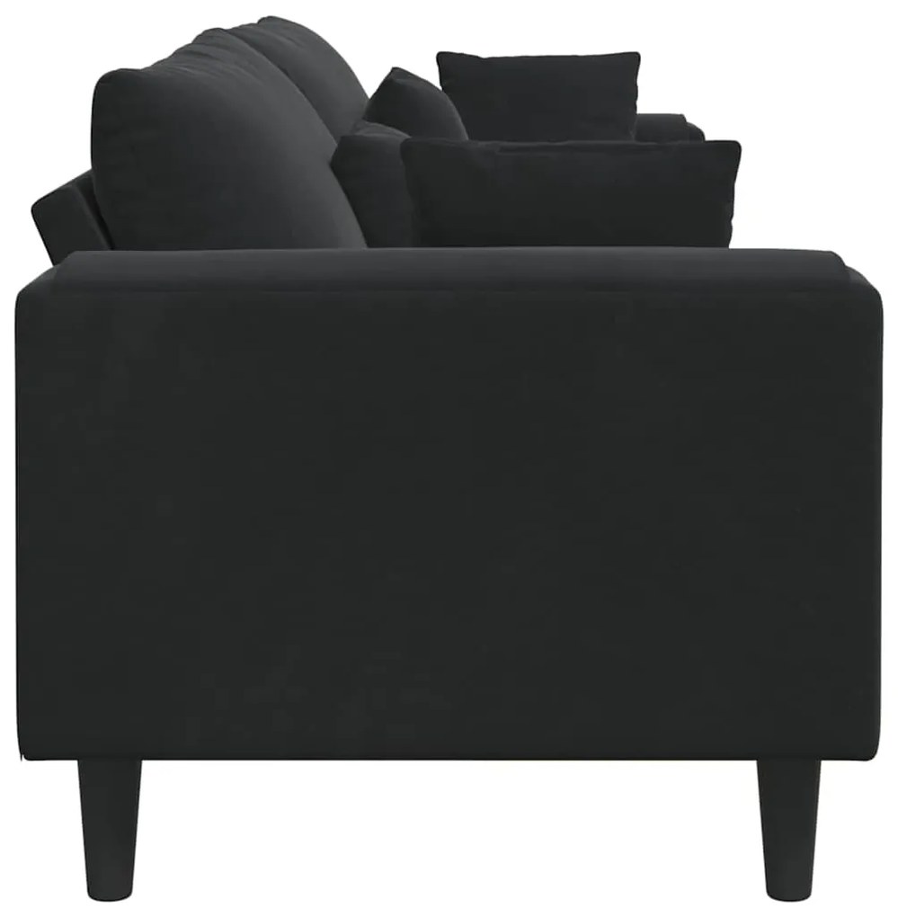 vidaXL Καναπές με μαξιλάρι Μαύρο 250 x 77 x 76 εκ. Βελούδο
