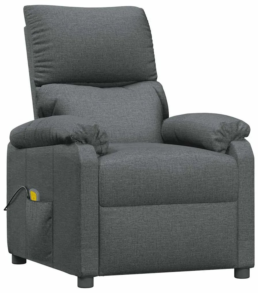 vidaXL Πολυθρόνα Μασάζ Σκούρο Γκρι Υφασμάτινη