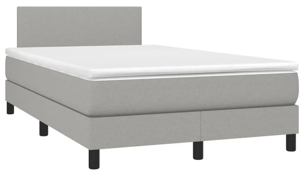 Κρεβάτι Boxspring με Στρώμα Ανοιχτό Γκρι 120x190 εκ. Υφασμάτινο - Γκρι