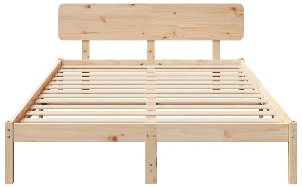 vidaXL Σκελετός Κρεβατιού Φυσικό 160 x 200 cm Μασίφ ξύλο πεύκου