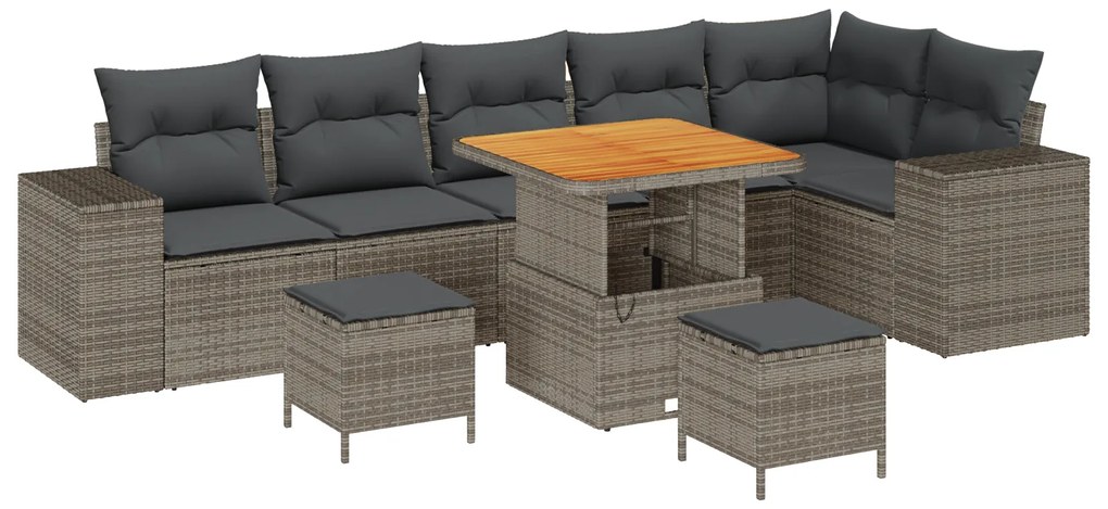 vidaXL Σετ Καναπέ Κήπου 9 pcs Γκρι συνθετικό ρατάν
