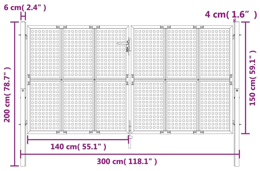 ΠΥΛΗ ΚΗΠΟΥ ΑΝΘΡΑΚΙ 300 X 200 ΕΚ. ΑΤΣΑΛΙΝΗ 154568