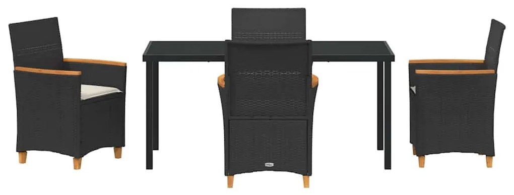 vidaXL Σέτ φαγητού για κήπο 5 pcs Μαύρο συνθετικό ρατάν