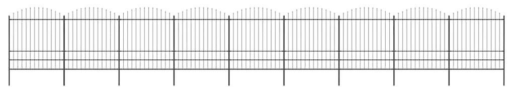 vidaXL Κάγκελα Περίφραξης με Λόγχες Μαύρα (1,75-2) x 15,3 μ. Ατσάλινα