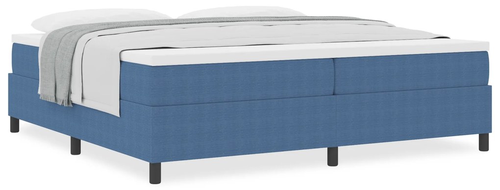 vidaXL Κρεβάτι με ελατήρια Μπλέ, Λευκό 203 x 200 x 60 εκ Βελούδο