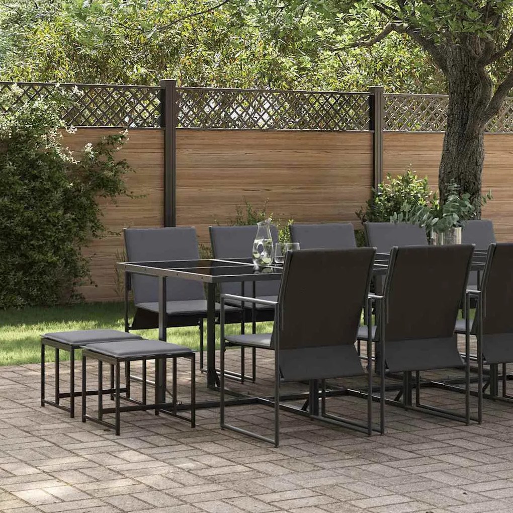 vidaXL Σέτ φαγητού για κήπο 15 pcs Μαύρο Ατσάλι